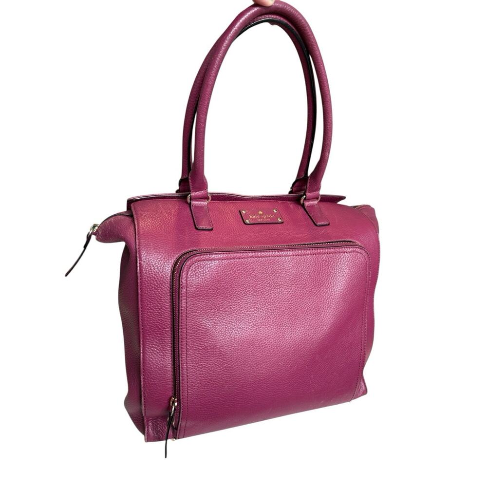 Kate Spade New York Baxter Street Fernrose Leather Shoulder bag Tote Bag Plum Lg - Picture 2 of 16